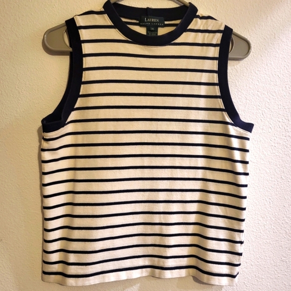 Ralph Lauren navy blue and white striped top - Picture 2 of 6